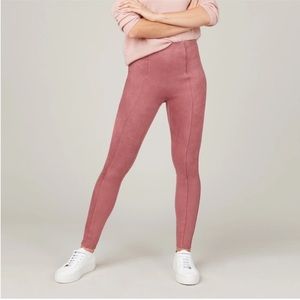 Spanx Faux Suede High Waist Leggings Rich Rose Pink Size Medium Tall MT New